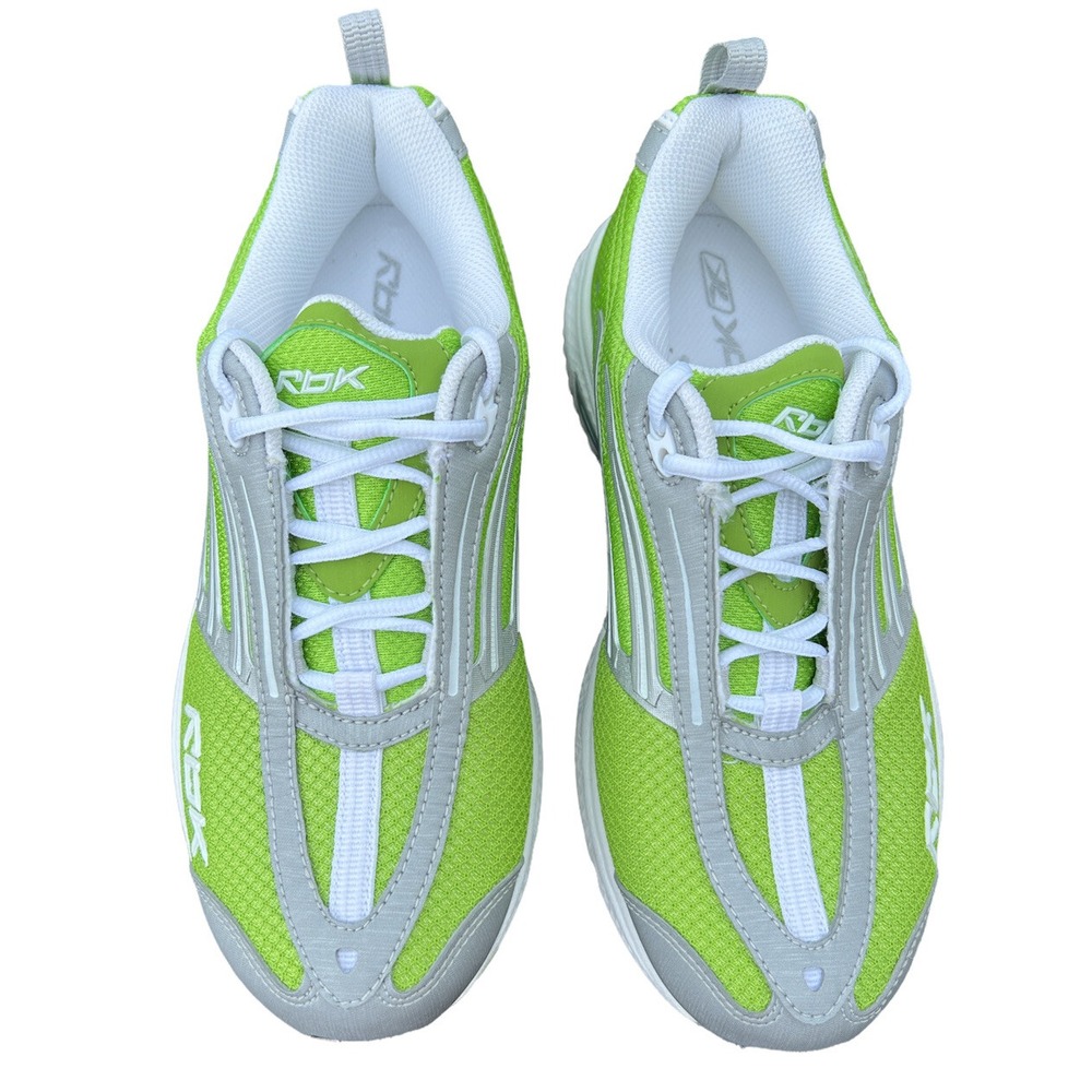 Reebok RBK Running‎ Shoes Women's 6.5 Green Silver Y2K Retro Trainers Athletic